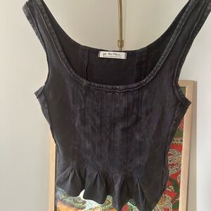 We The Free Charcoal Corset Blouse